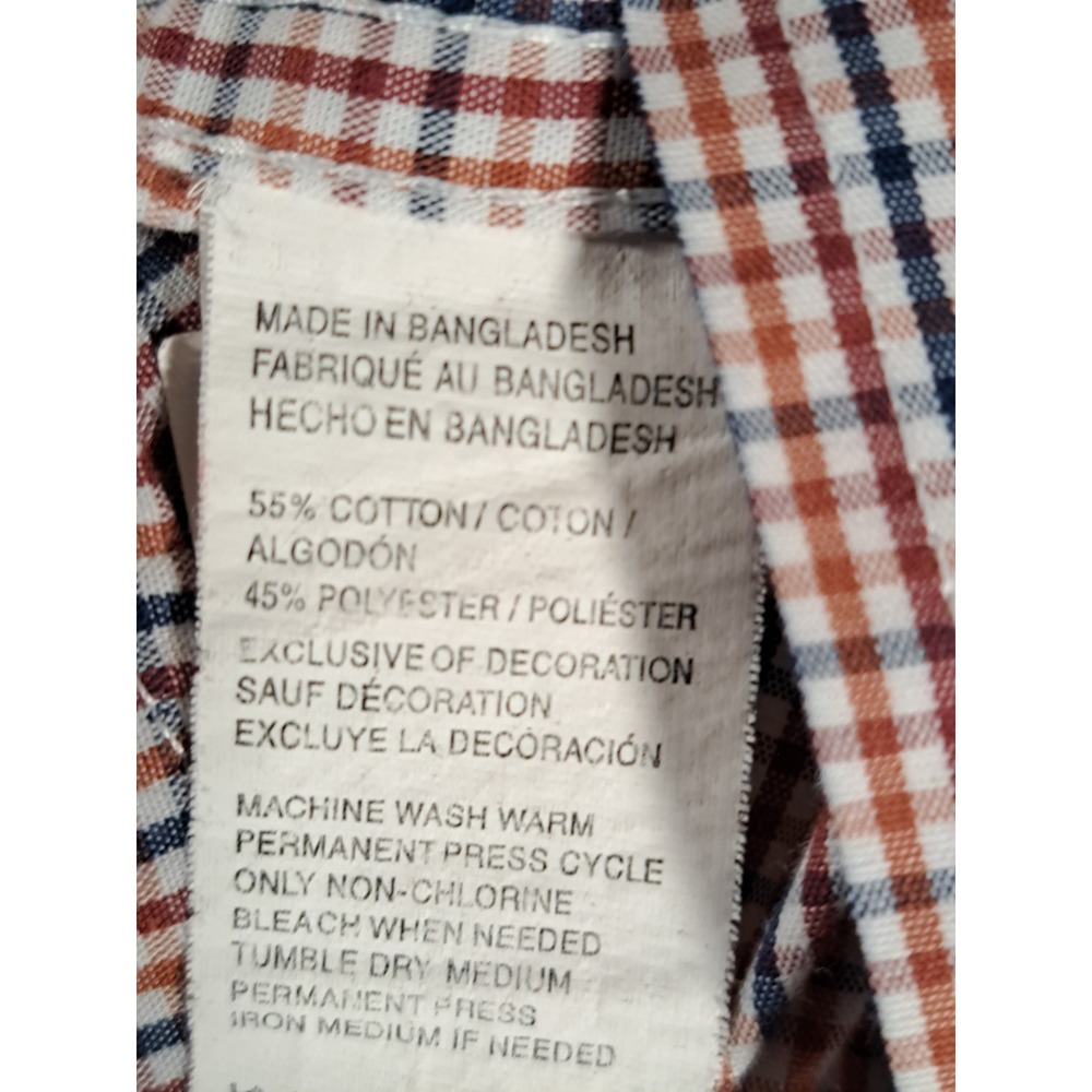 IZOD Mens 4XL Long Sleeve Check Button Down Shirt Red Blue‎ White Plaid Big Tall - Picture 5 of 9